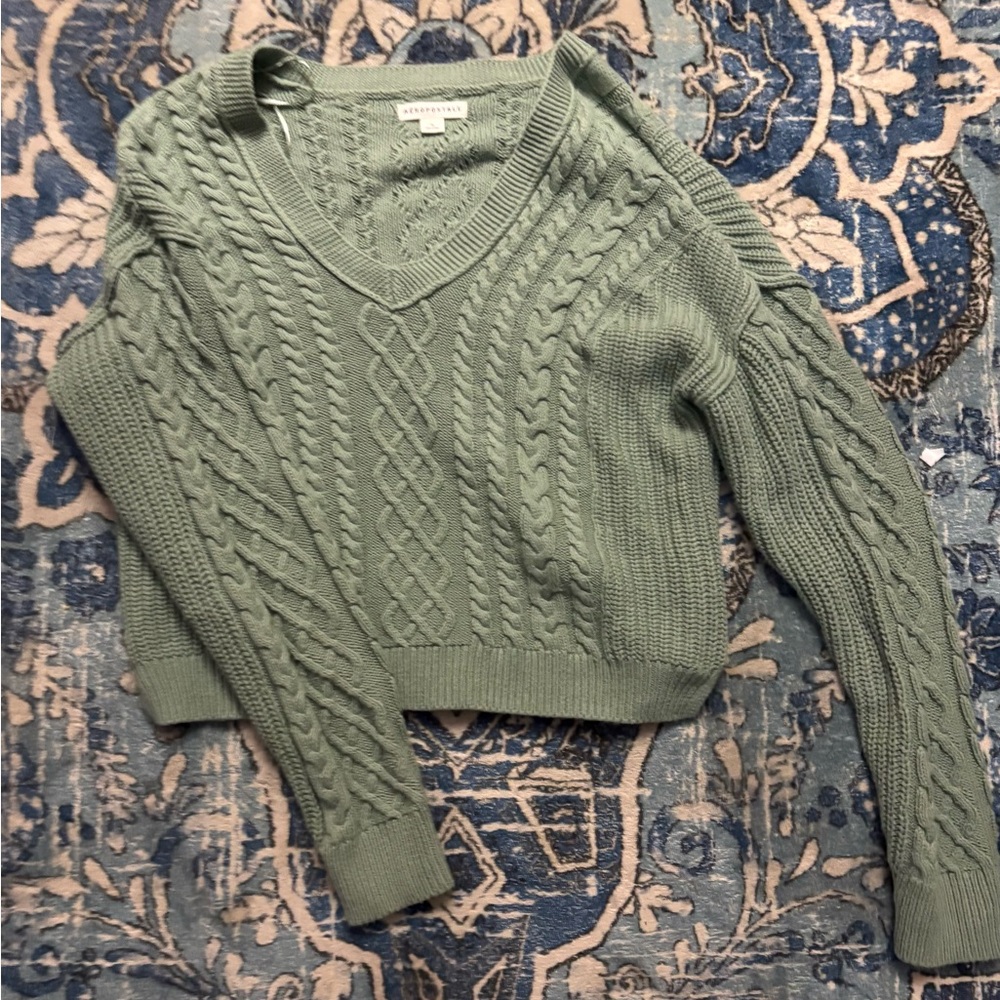 Green Cable Knit Sweater